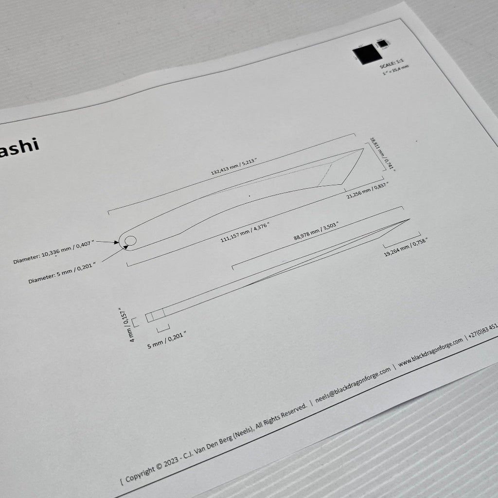 Technical drawing or blueprint with 'Kiridashi' branding on a gray background