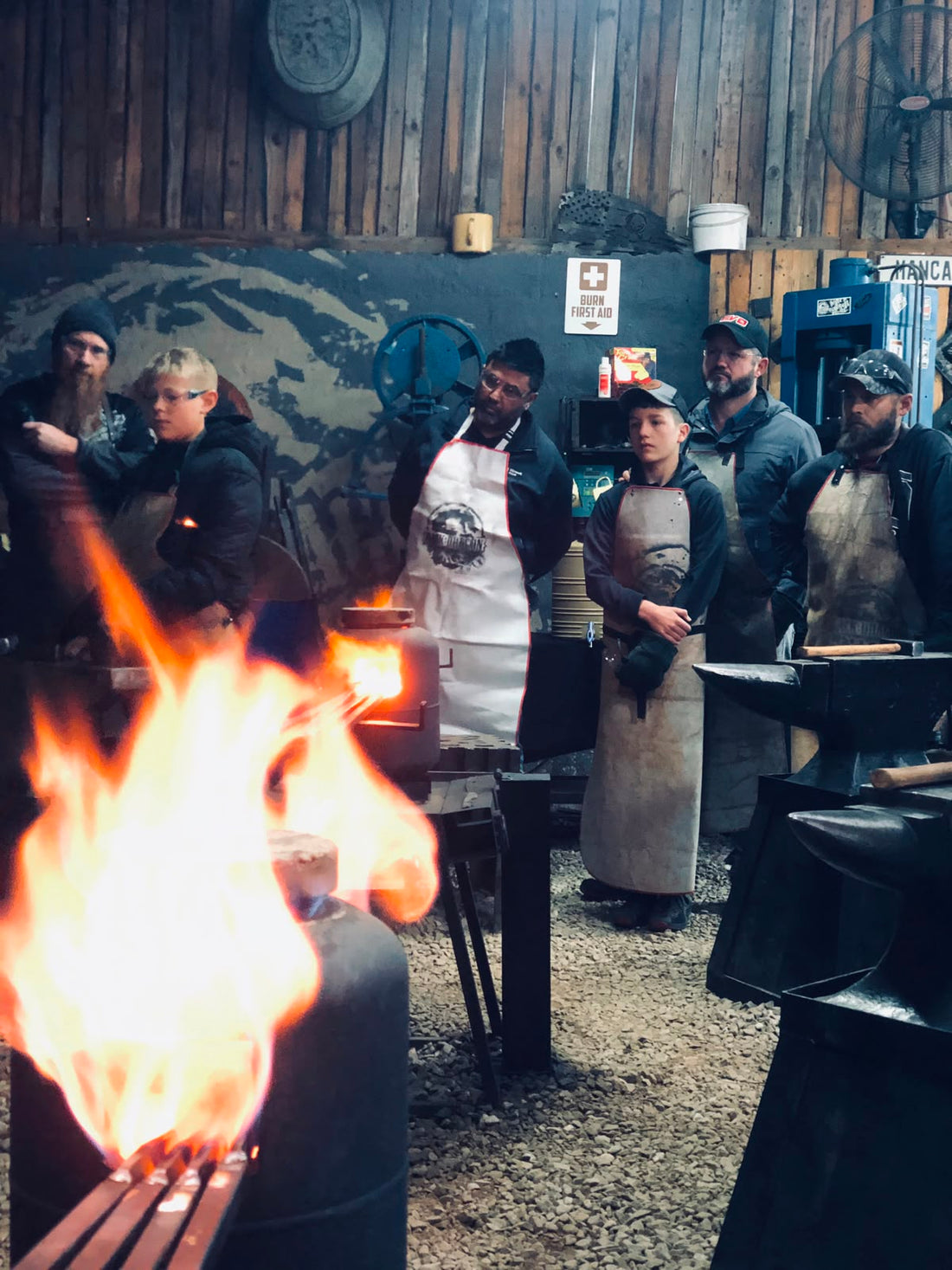 Beginner forging a knife during the Black Dragon Forge one-day bladesmithing experience in Gauteng