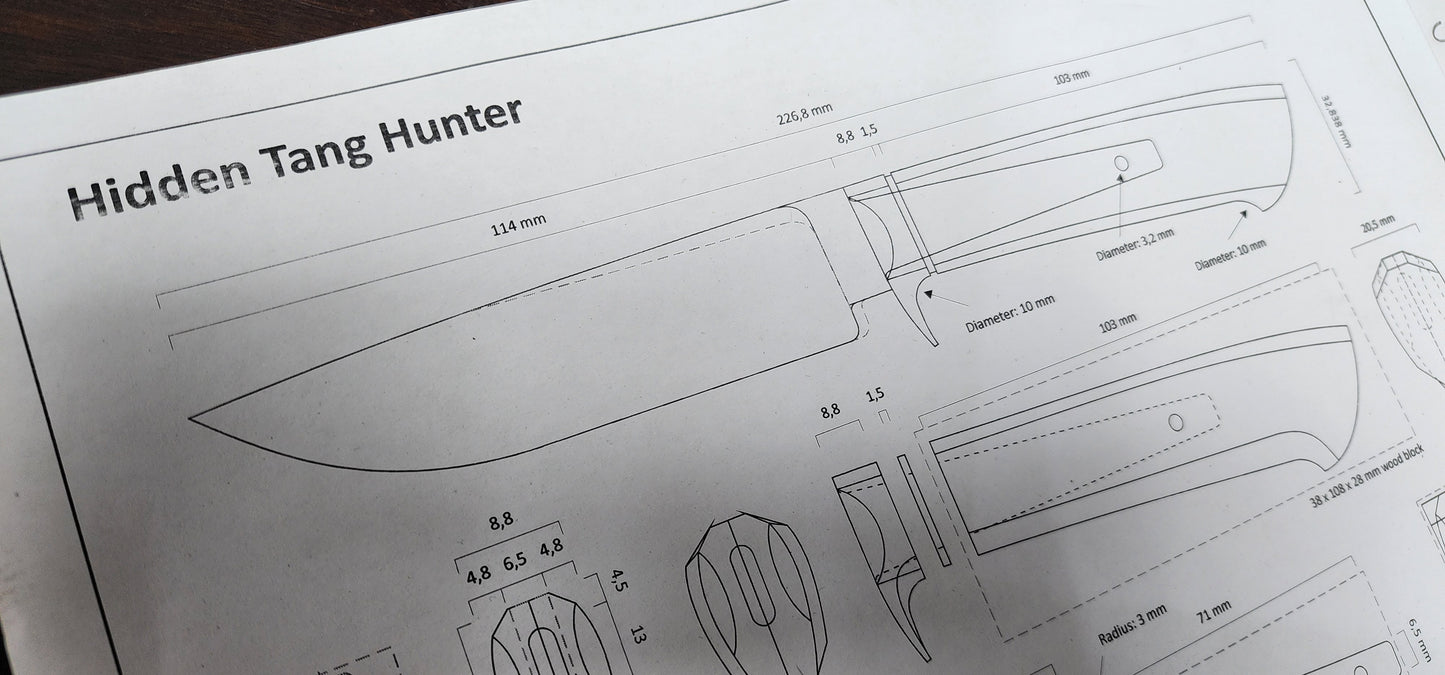 Hidden Tang Hunting Knife Template