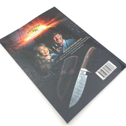Product packaging with a knife and images of people on a white background