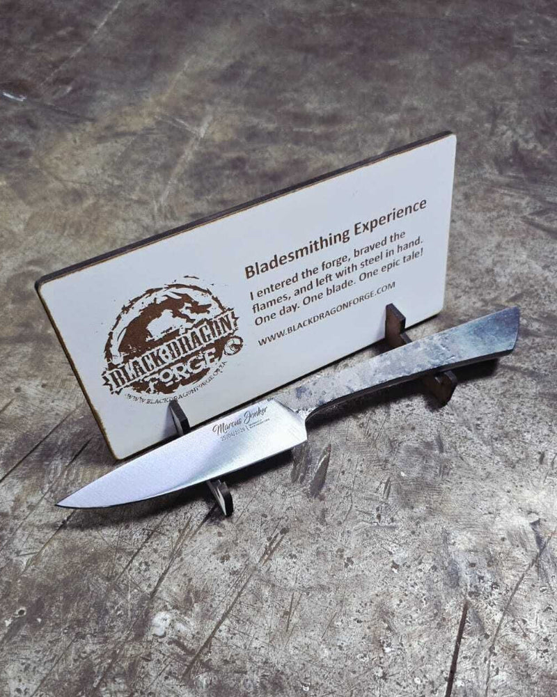 The knife you will make during the Bladesmithing Experience at Black Dragon Forge