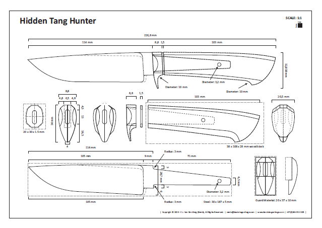 Hidden Tang Hunting Knife Template