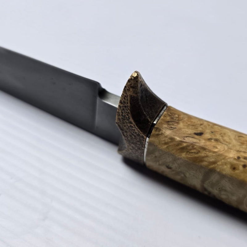 Knife with wooden handle on a white background
