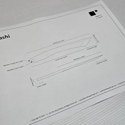 Technical drawing or blueprint with 'Kiridashi' branding on a gray background